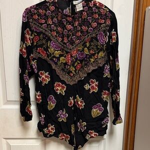 Vintage Justin B Jones Elegant Floral Women's Blouse